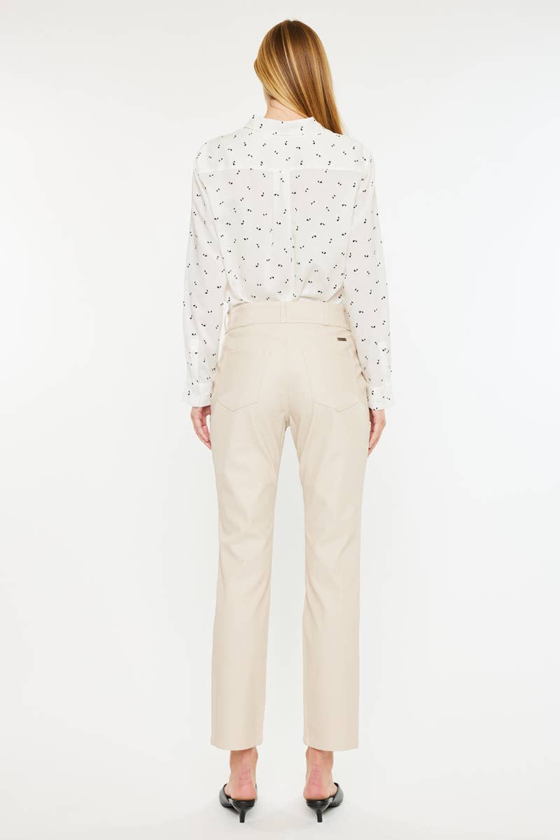 HIGH RISE SKINNY STRAIGHT CREAM PANTS