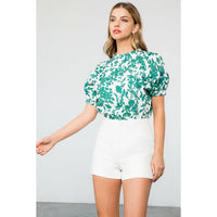 Adelle - Flower Puff Sleeve Top
