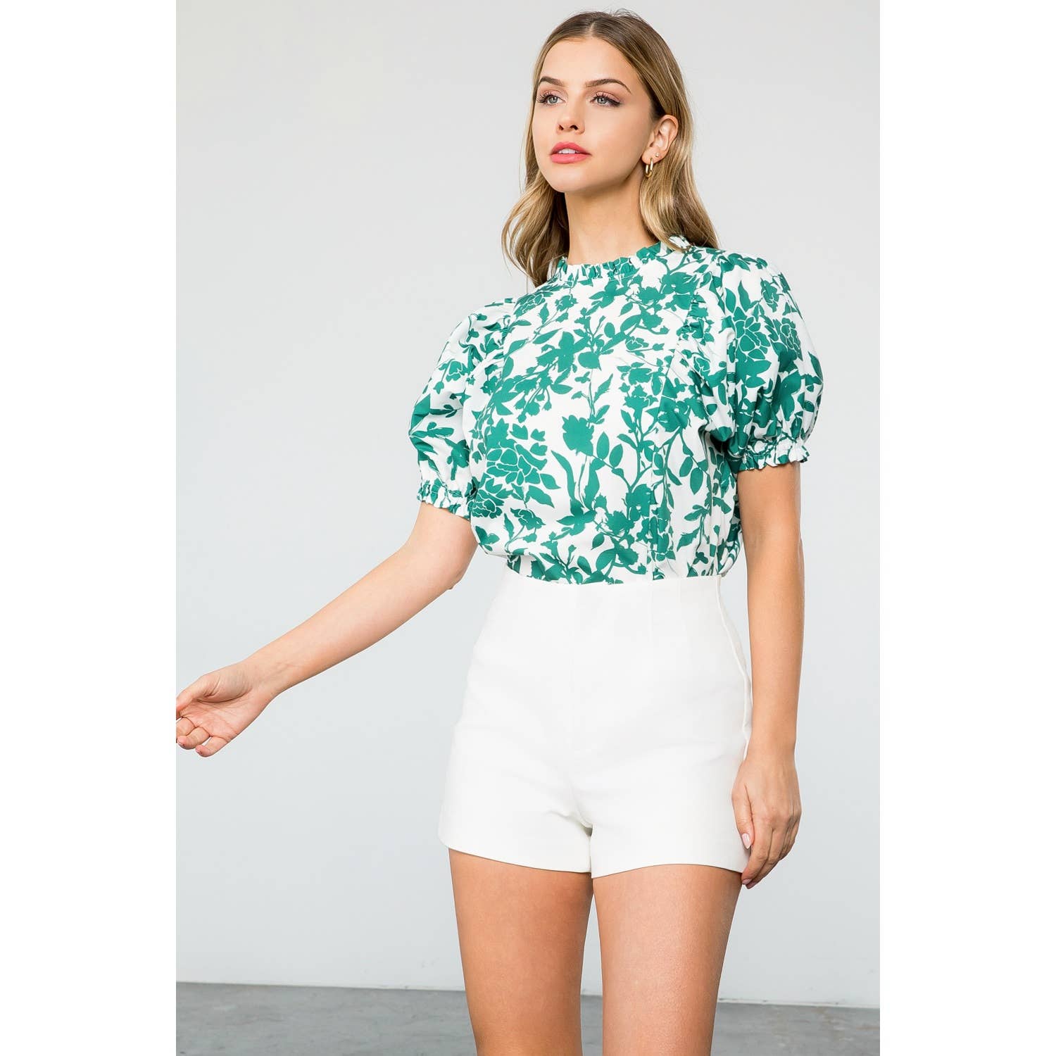 Adelle - Flower Puff Sleeve Top