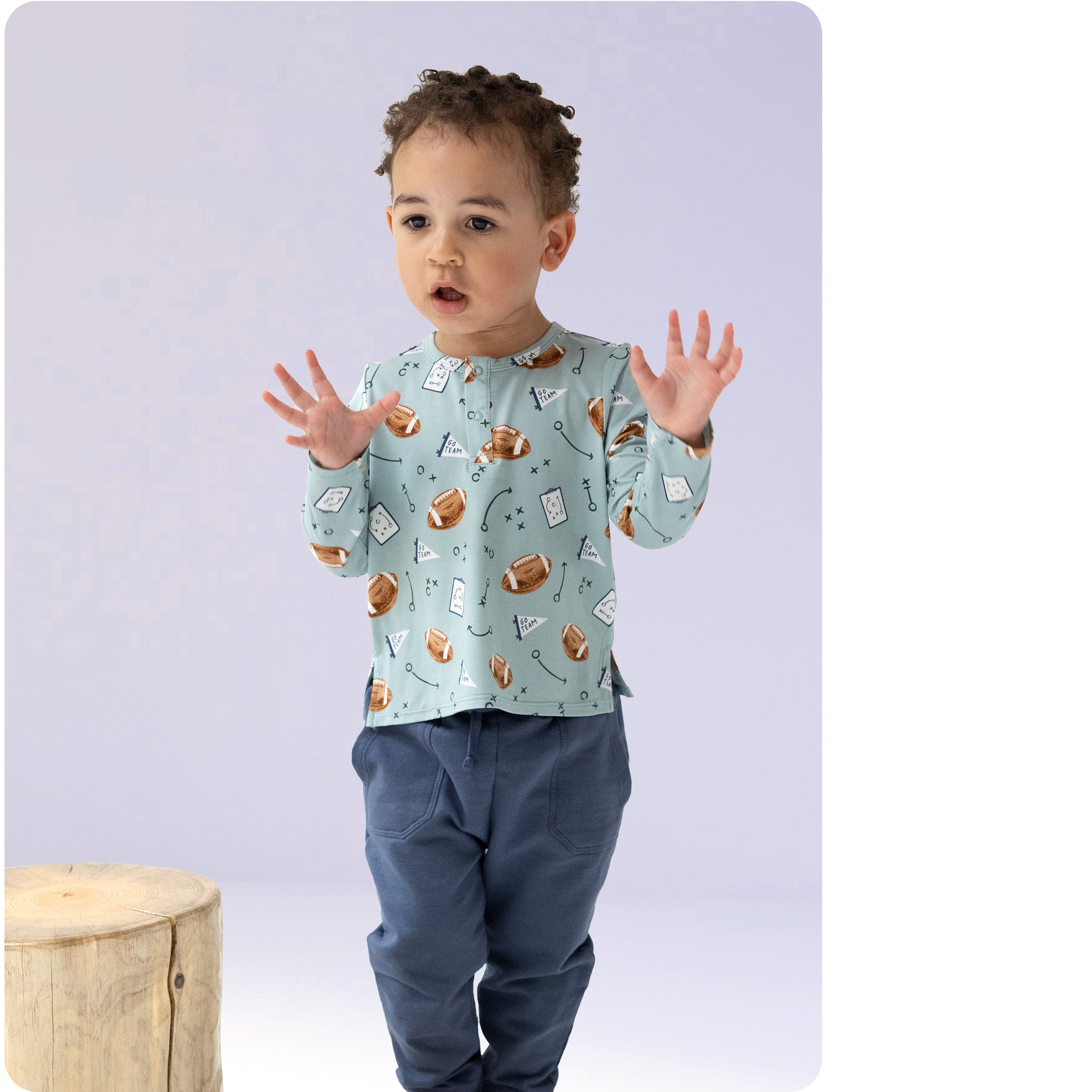 Touchdown Time - Grey Mist - Long Sleeve Henley