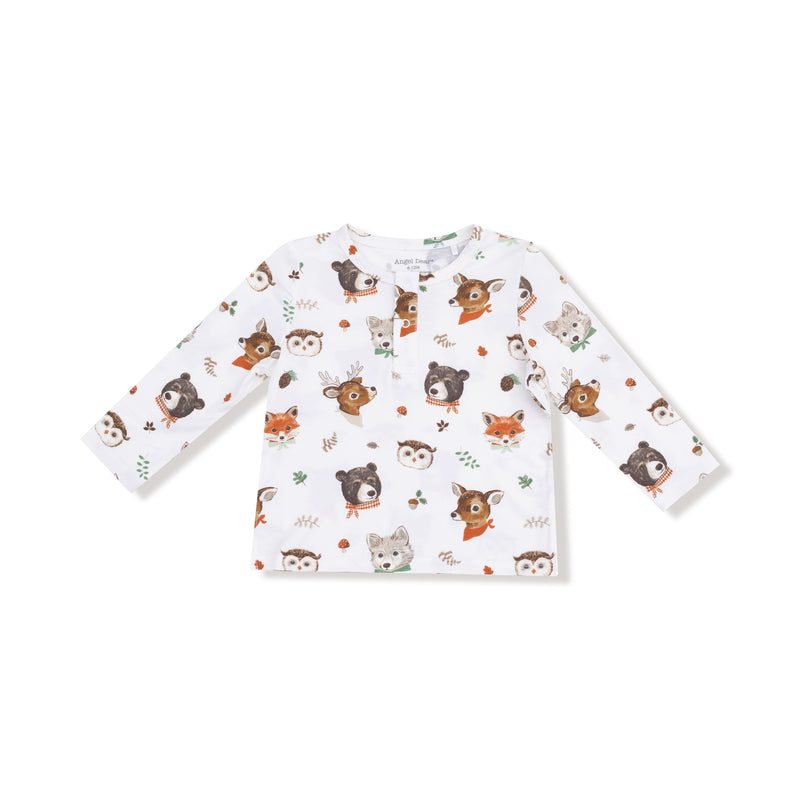 Woodland Animal Faces - Long Sleeve Henley