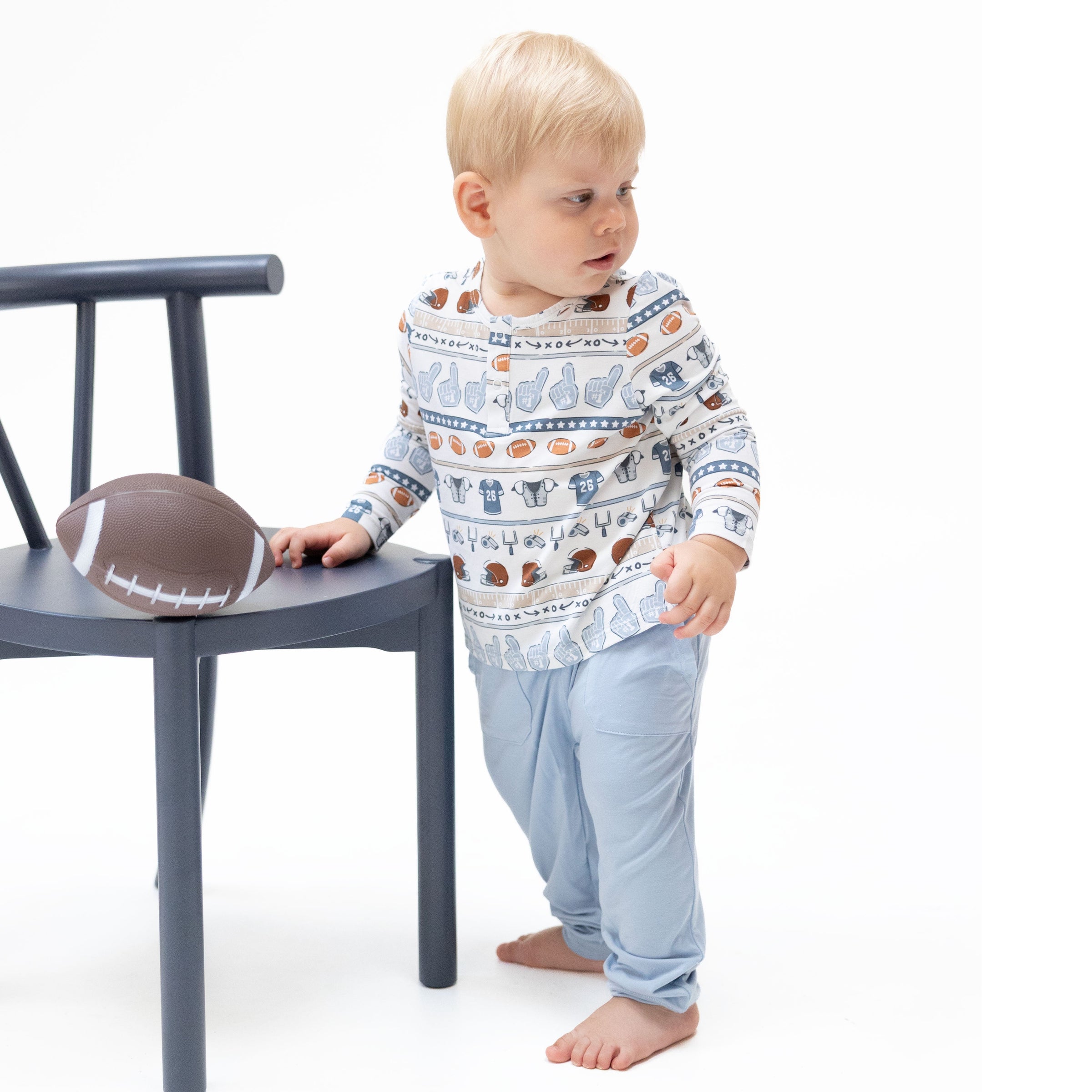 Football Stripe - Long Sleeve Henley and Jogger