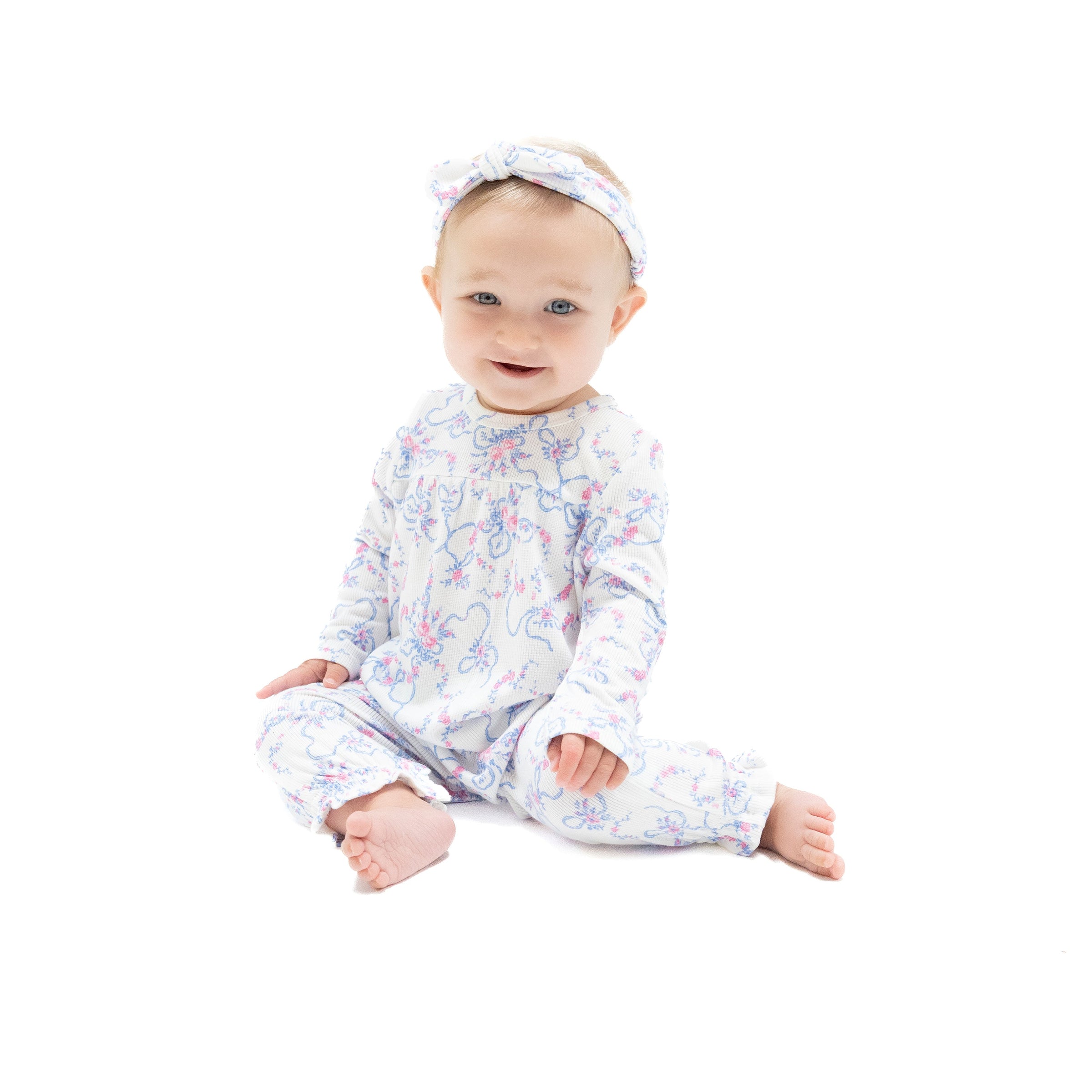 Ribbon Floral Fling - Cuffed Sleeve Romper