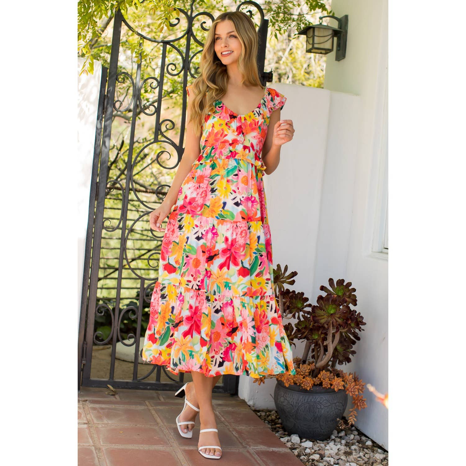 Cecilia- Floral Ruffle Tiered Maxi Dress