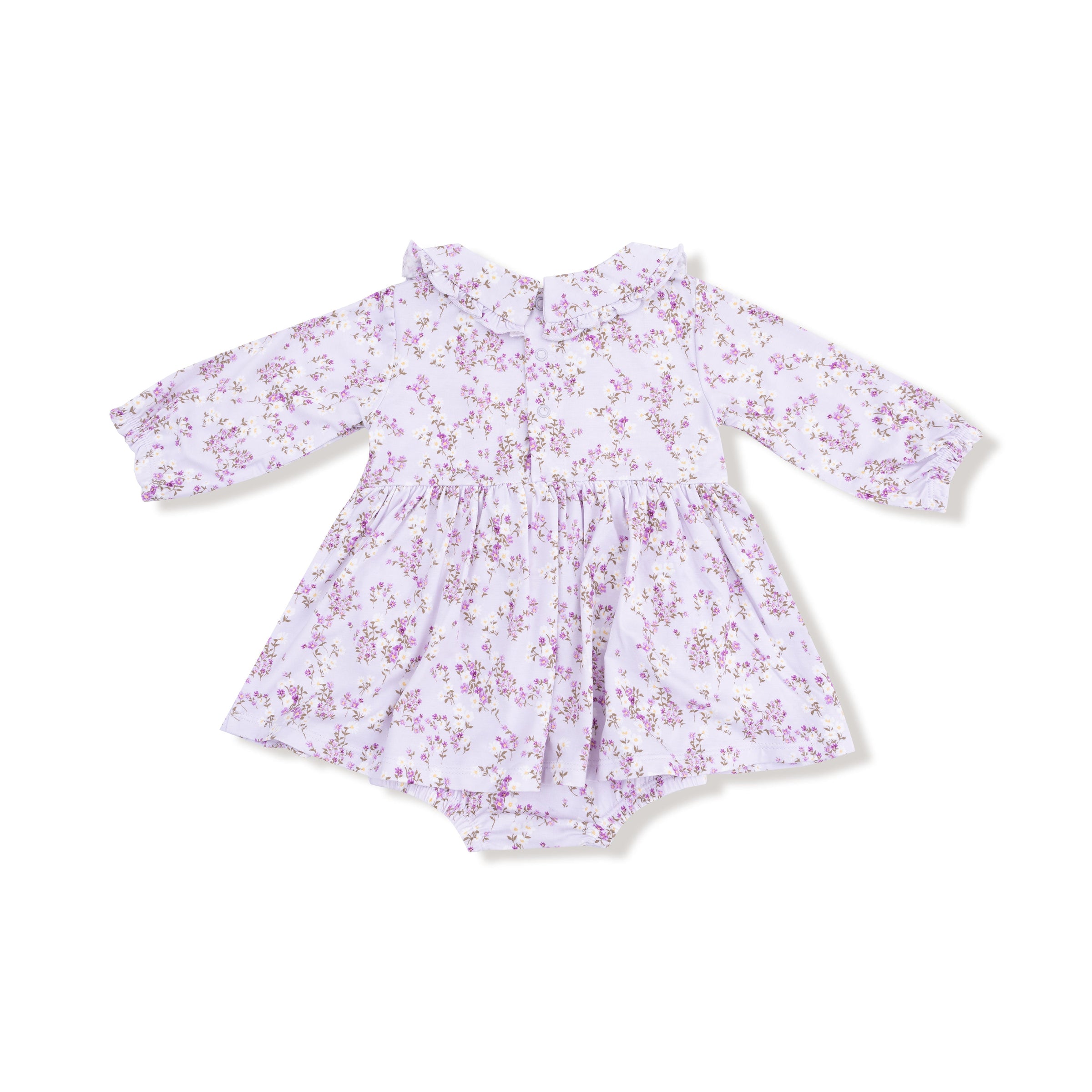 Sweet Dream Florals - Long Sleeve Peter Pan Ruffle Collar Bubble with Skirt