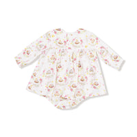 Floral Owl Families - Long Sleeve Smocked Ruffle Bubble with Skirt