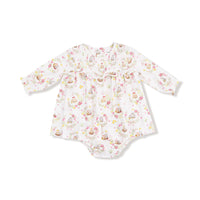 Floral Owl Families - Long Sleeve Smocked Ruffle Bubble with Skirt