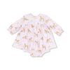 Little Fawn - Long Sleeve Smocked Ruffle Bubble with Skirt