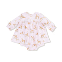 Little Fawn - Long Sleeve Smocked Ruffle Bubble with Skirt