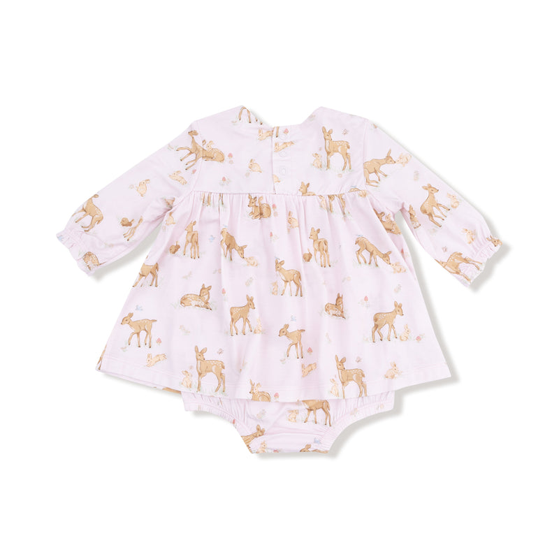 Little Fawn - Long Sleeve Smocked Ruffle Bubble with Skirt