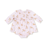 Little Fawn - Long Sleeve Smocked Ruffle Bubble with Skirt