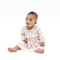 Little Fawn - Long Sleeve Smocked Ruffle Bubble with Skirt