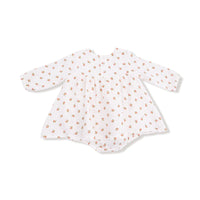 Petite Pointe Fleur - Long Sleeve Smocked Ruffle Bubble with Skirt