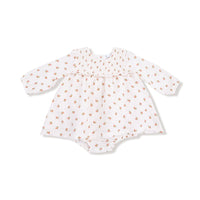 Petite Pointe Fleur - Long Sleeve Smocked Ruffle Bubble with Skirt