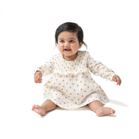 Petite Pointe Fleur - Long Sleeve Smocked Ruffle Bubble with Skirt