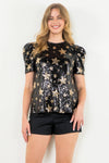 Short Sleeve Star Sequin Top