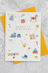 First Birthday Letterpress Style Card