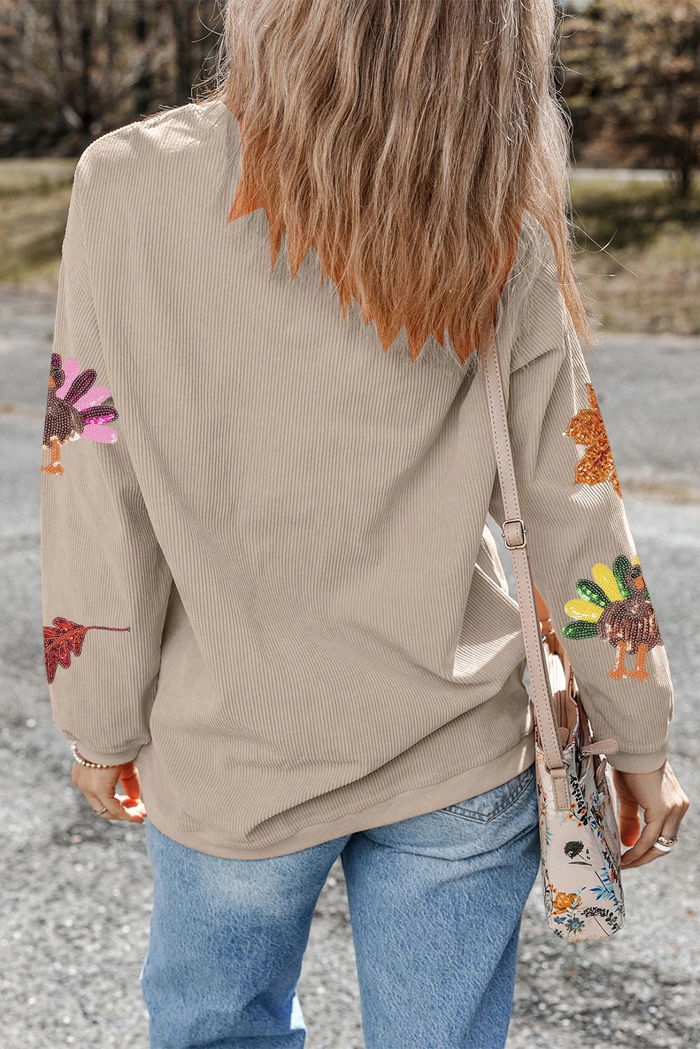 Harper - Thanksgiving Turkey Sequin Graphic Sweatshirt