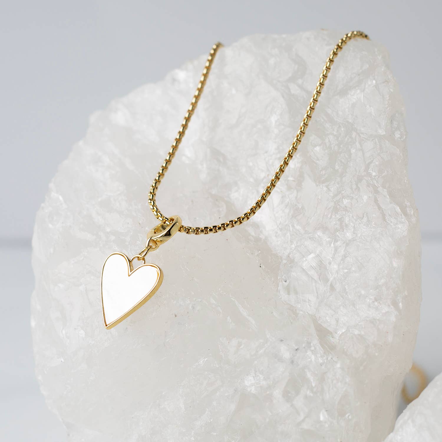 Heart Charm, Mother of Pearl, Charm Bar | Charm Necklace or Bracelet