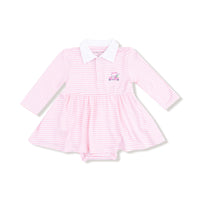 Baby Golf Carts - Pink - Long Sleeve Polo Bodysuit Dress