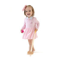 Baby Golf Carts - Pink - Long Sleeve Polo Bodysuit Dress