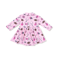 Game Day - Pink - Long Sleeve Polo Bodysuit Dress