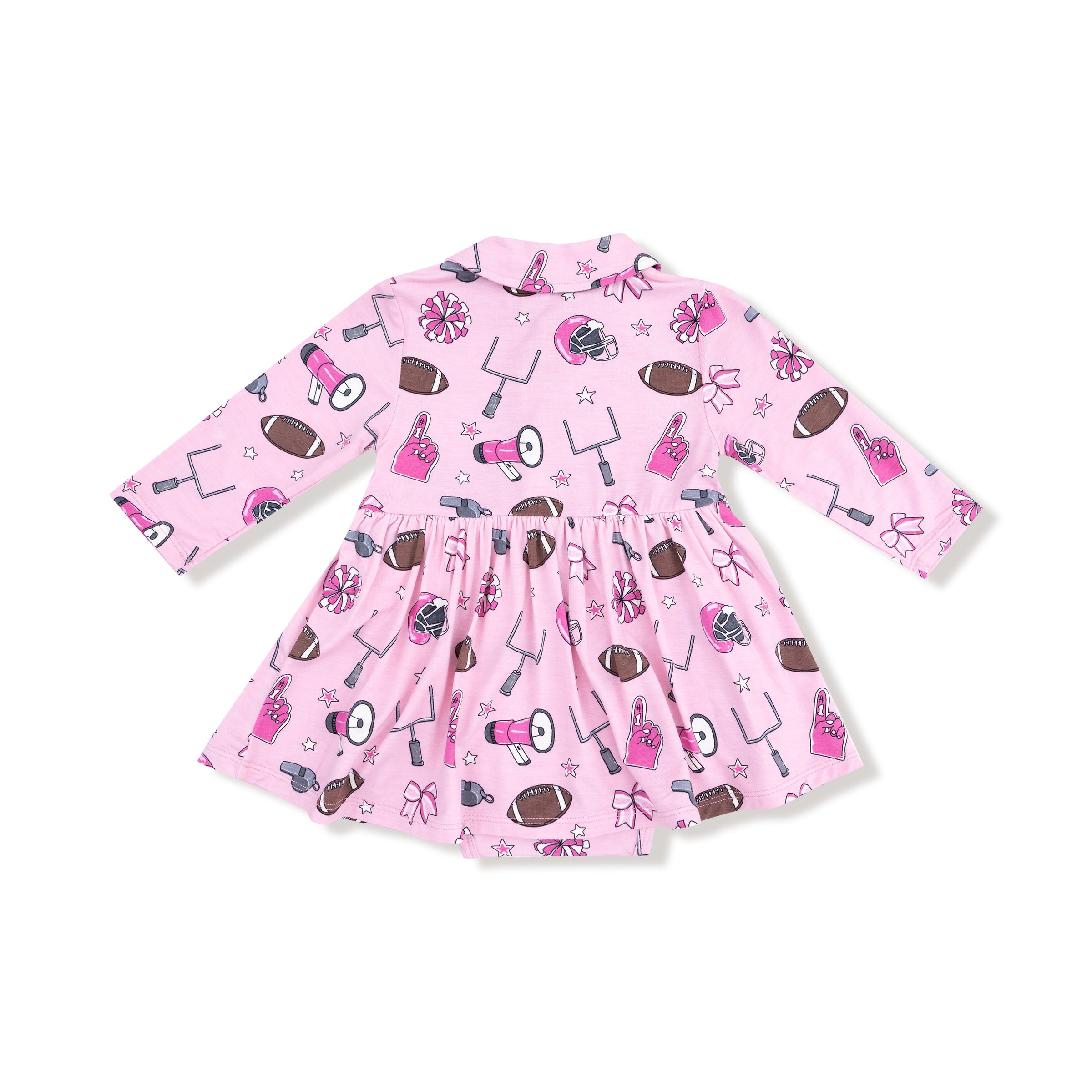 Game Day - Pink - Long Sleeve Polo Bodysuit Dress