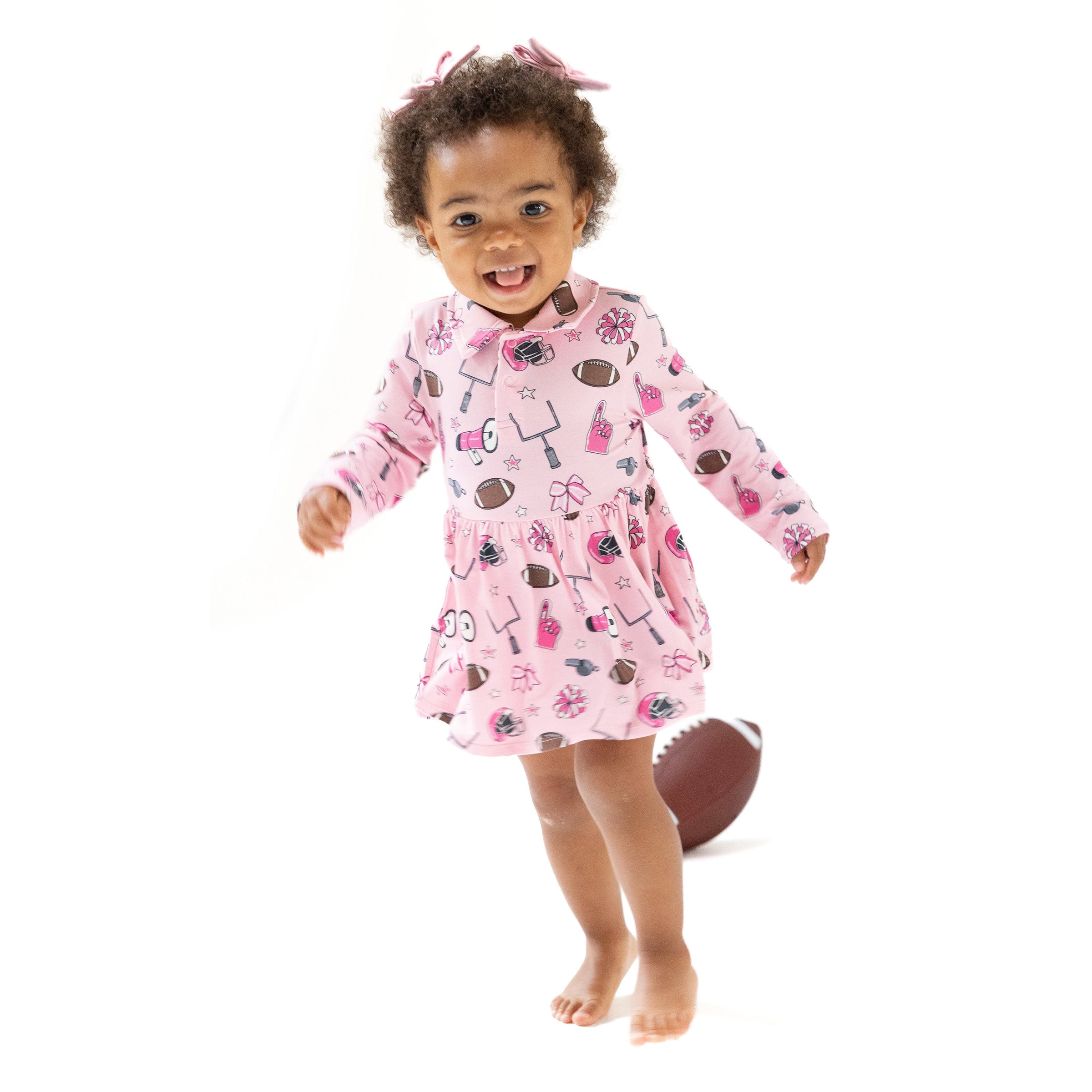 Game Day - Pink - Long Sleeve Polo Bodysuit Dress