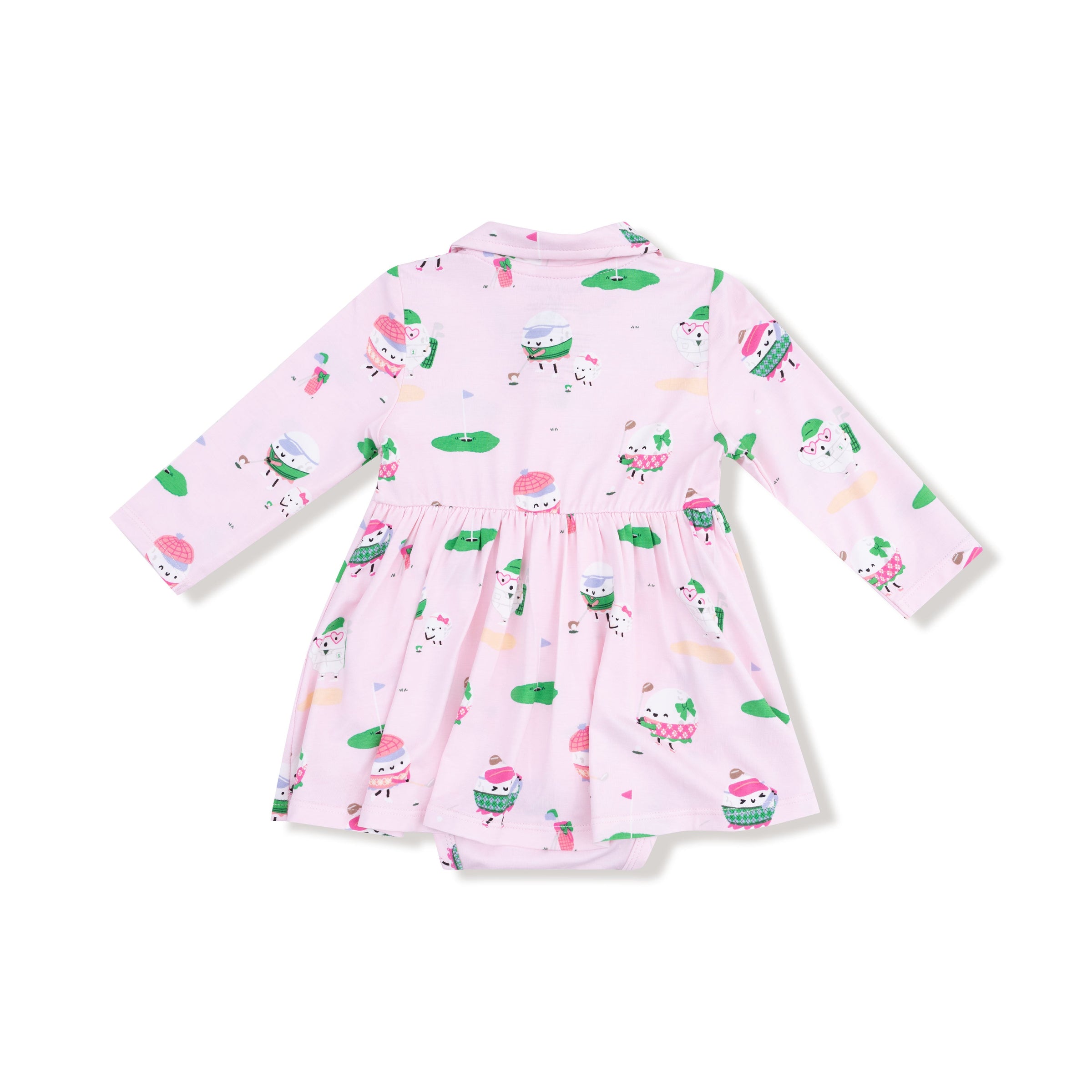 Golf Pros - Pink - Long Sleeve Polo Bodysuit Dress