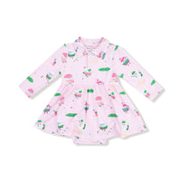 Golf Pros - Pink - Long Sleeve Polo Bodysuit Dress