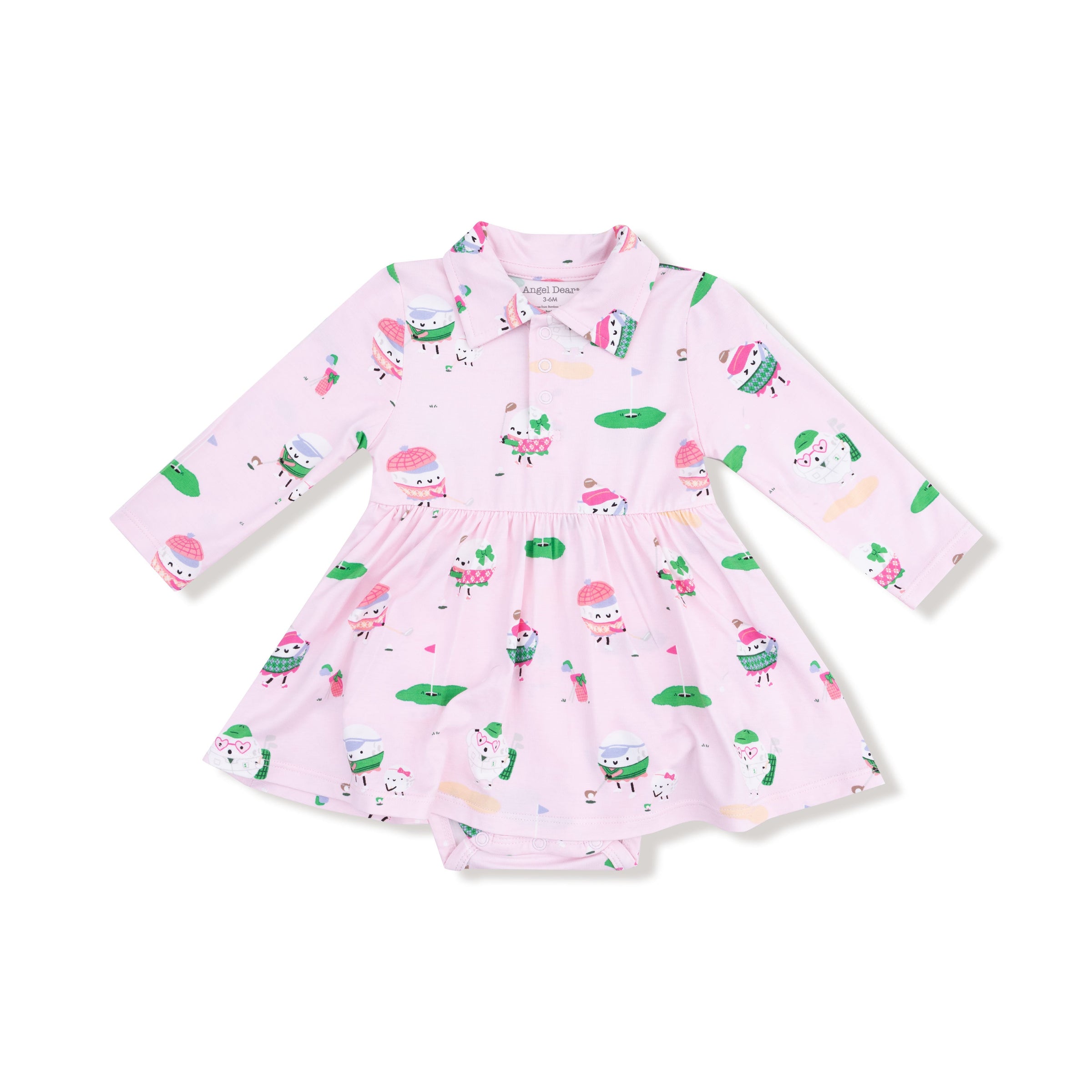 Golf Pros - Pink - Long Sleeve Polo Bodysuit Dress