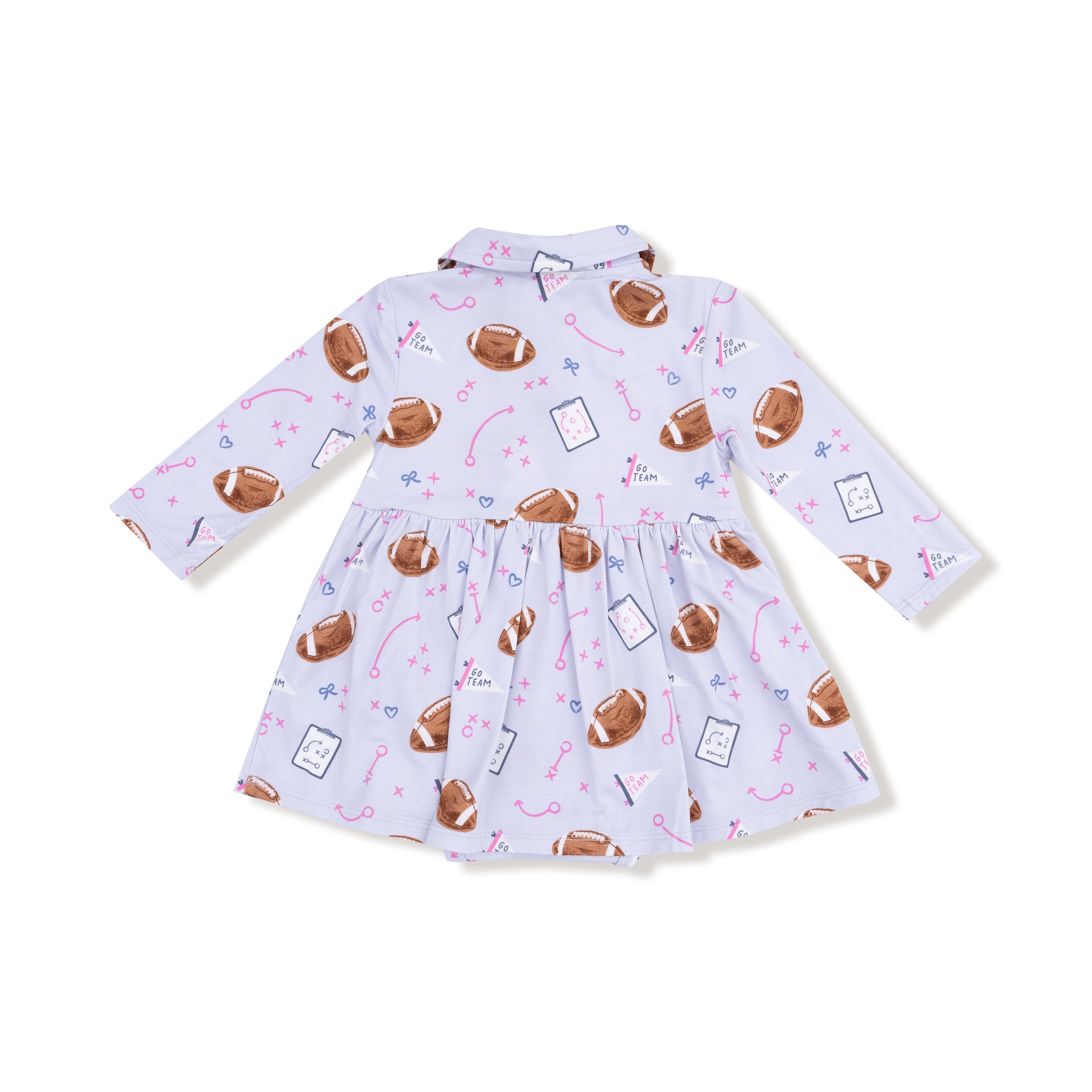 Touchdown Time - Lavender - Long Sleeve Polo Bodysuit Dress