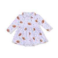 Touchdown Time - Lavender - Long Sleeve Polo Bodysuit Dress