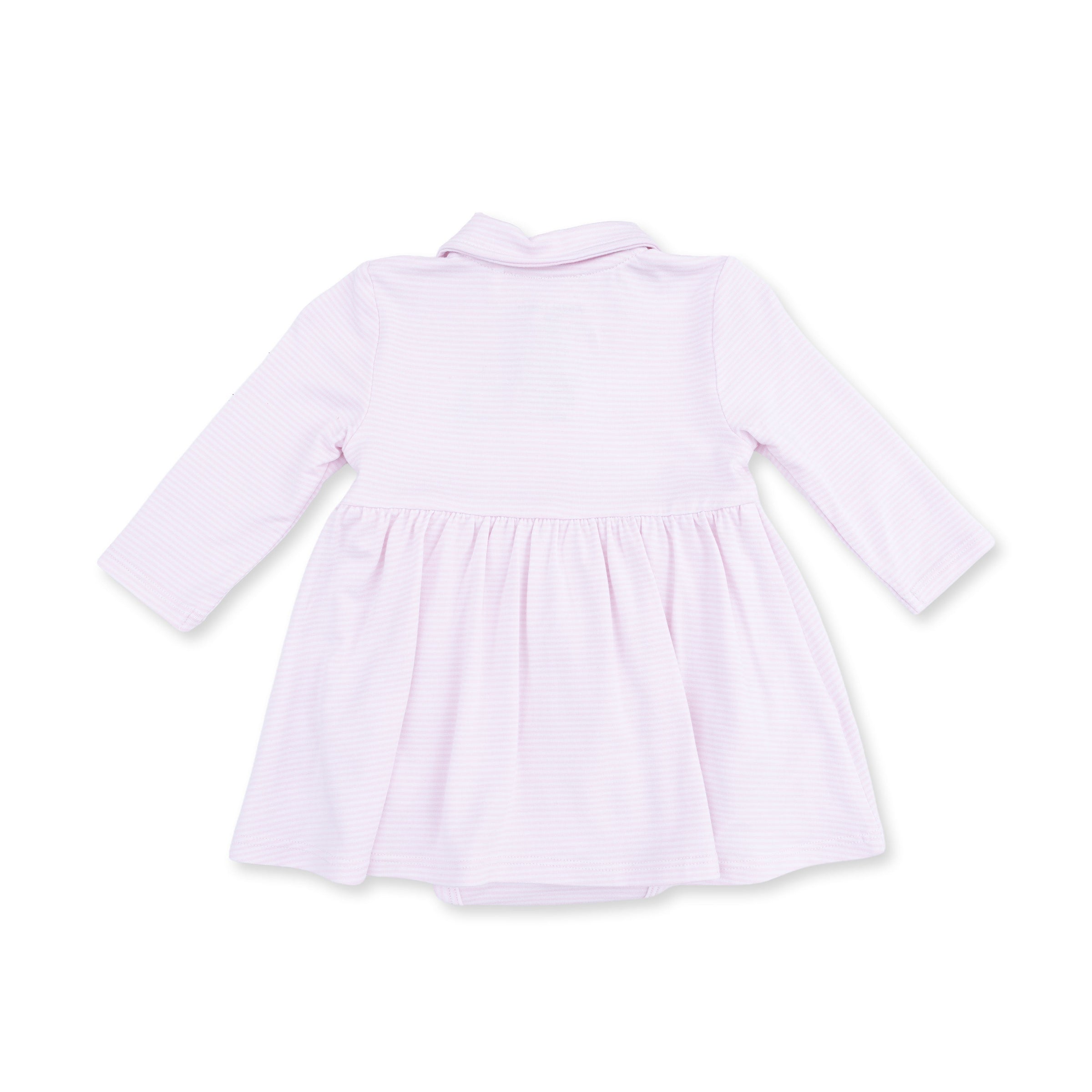 Cheer Pink Micro Stripe - Long Sleeve Tennis Bodysuit Dress