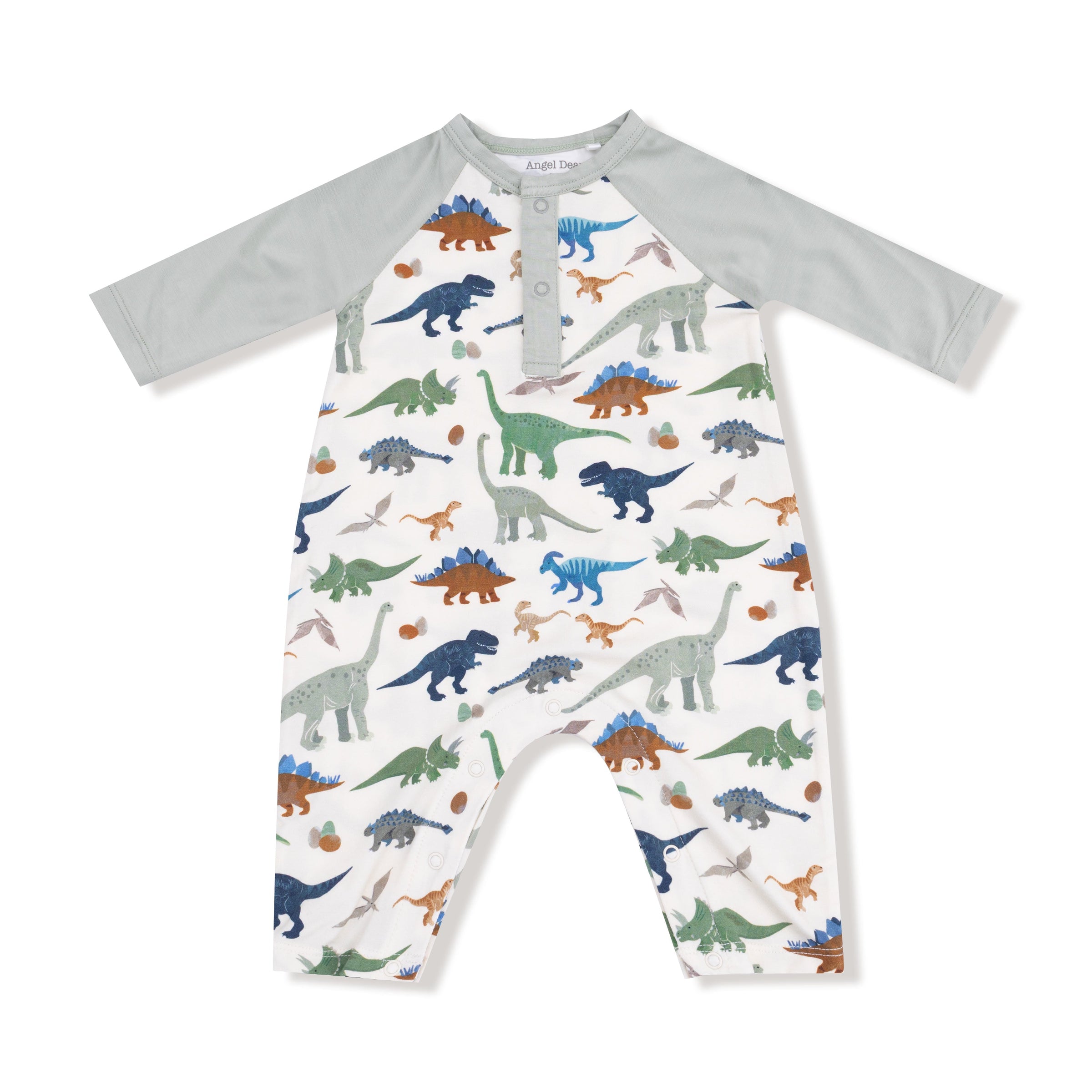 Washy Dinos - Long Sleeve Raglan Henley Romper