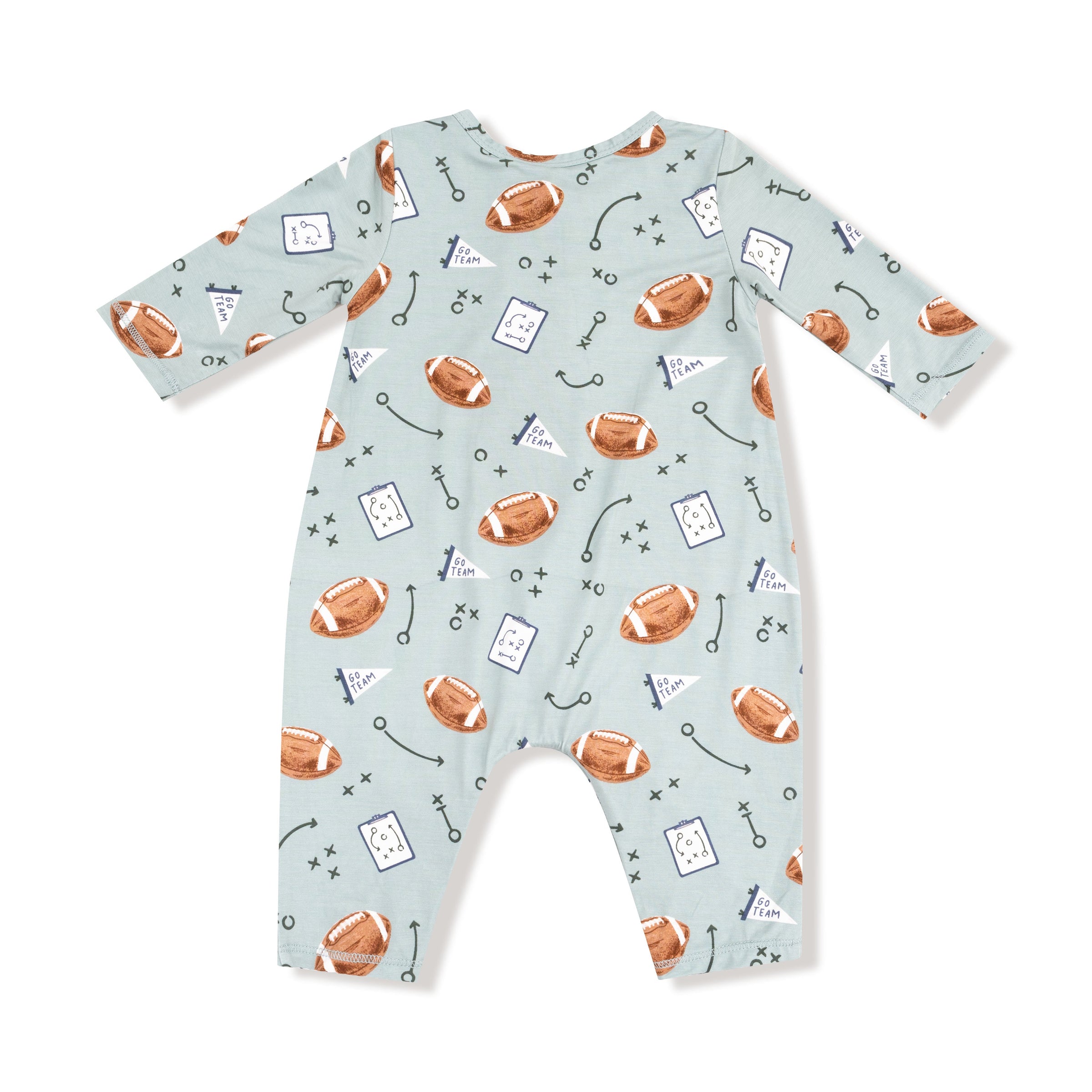 Touchdown Time - Grey Mist - Long Sleeve Henley Romper