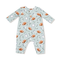 Touchdown Time - Grey Mist - Long Sleeve Henley Romper