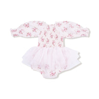 Belle Rosette Dot - Long Sleeve Smocked Bubble with Tutu