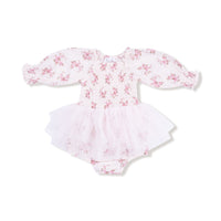 Belle Rosette Dot - Long Sleeve Smocked Bubble with Tutu