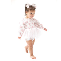 Belle Rosette Dot - Long Sleeve Smocked Bubble with Tutu