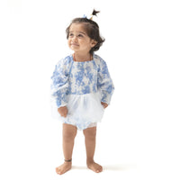 Dream Cottage Floral - Long Sleeve Smocked Bubble with Tutu