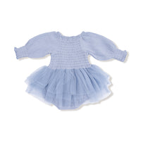 Soft Chambray - Long Sleeve Smocked Bubble with Tutu