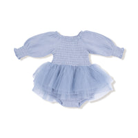 Soft Chambray - Long Sleeve Smocked Bubble with Tutu
