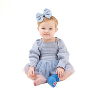 Soft Chambray - Long Sleeve Smocked Bubble with Tutu