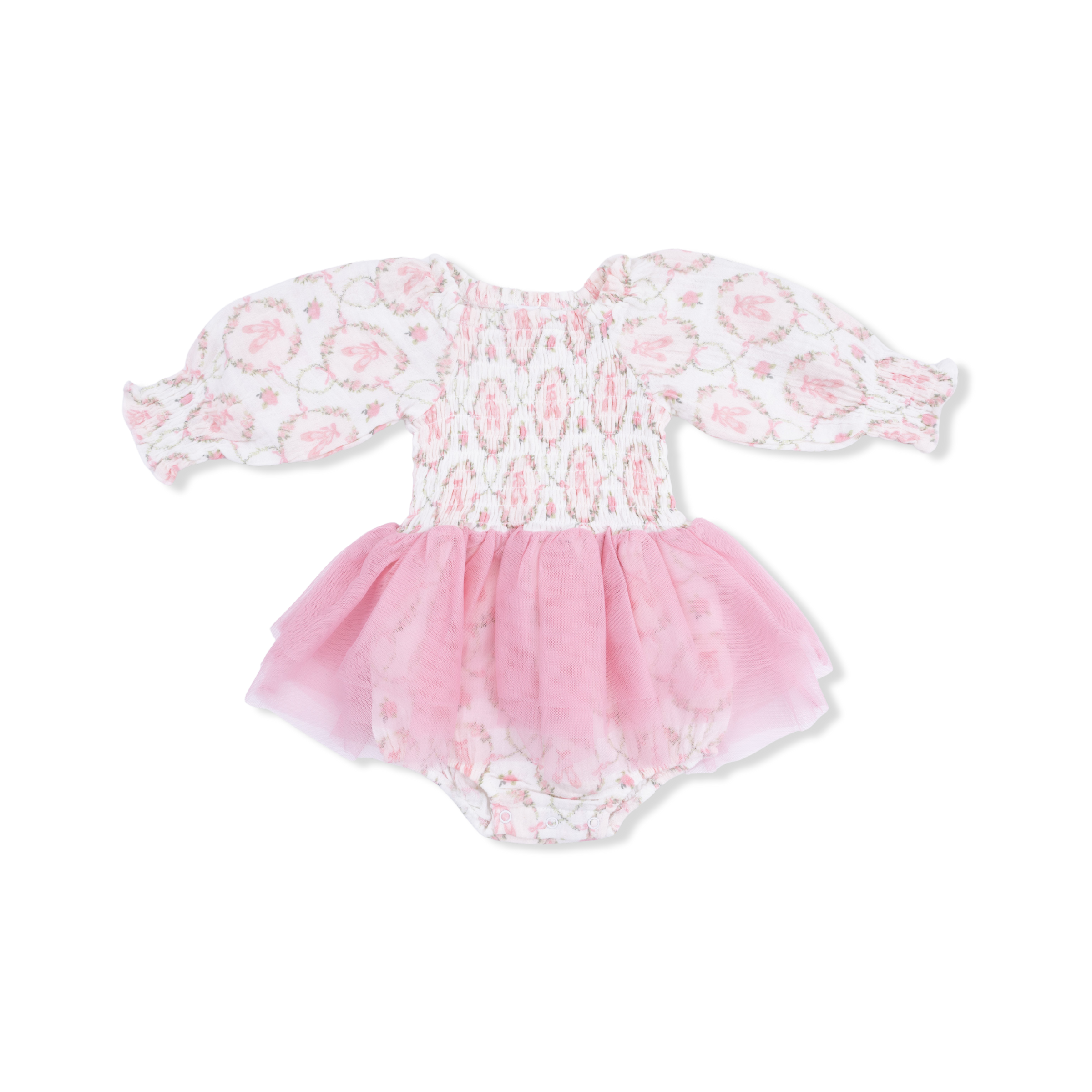 Cameo Ballet Shoes - Long Sleeve Smocked Bubble with Tutu