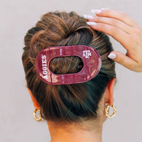 Gig' Em! | Large | Flat Round Hair Clip