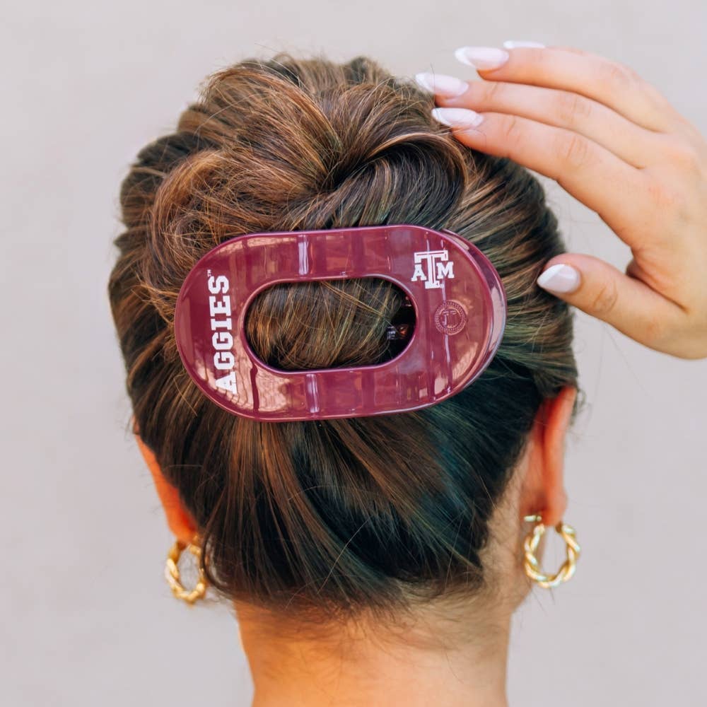 Gig' Em! | Large | Flat Round Hair Clip
