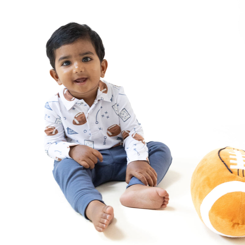 Touchdown Time - Navy - Polo Long Sleeve Shirt
