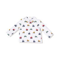 Mini Tractors - Polo Long Sleeve Shirt Tractor Print