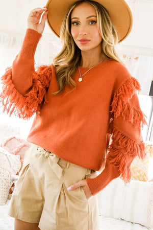 Mandy Frill Sleeve Sweater